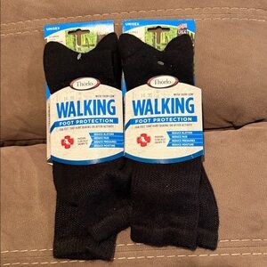 NEW!! Men’s Thorlo Walking Foot Protection Unisex Black Socks Size XL 2pairs